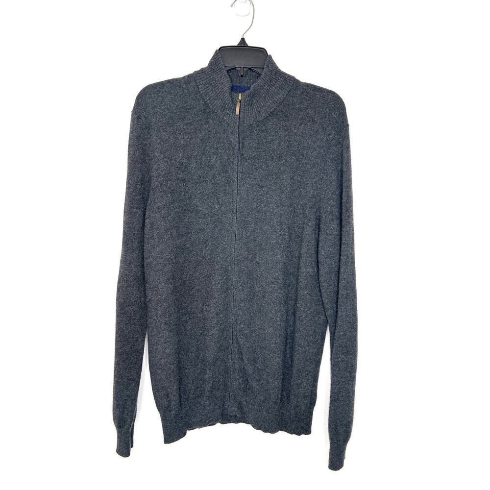 Club Room Luxury 1/4 Zip Cashmere Sweater M Charcoal Gray Academia Preppy luxury
